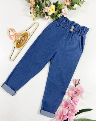 Spodnie Jeans z gumką dla Dziewczynki Dark Blue Style