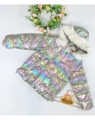 Kurtka zimowa dla dziewczynki Holo Metallic White