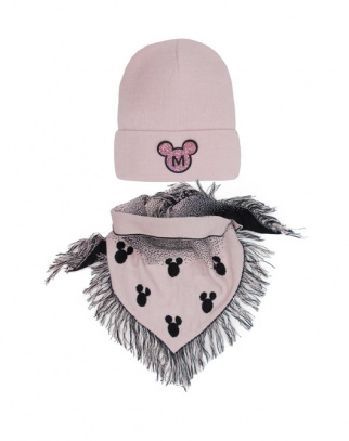 Czapka + chustka dla dziewczynki Minnie puder