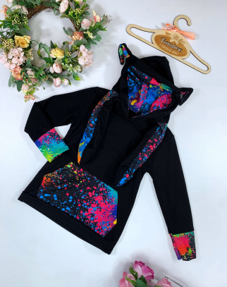 Bluza Colorful Black - magiczne uszy OCIEPLANA