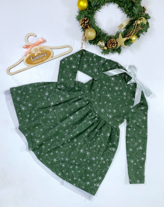 Christmas Collection Sukienka dla Dziewczynki Stars Green