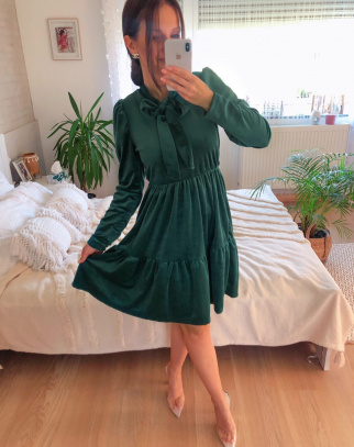 Sukienka welurowa damska Lorettina Green