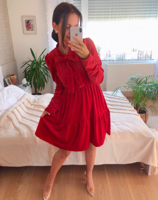 Sukienka welurowa damska Lorettina Red