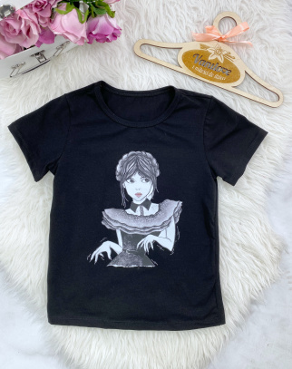 Bluzka/T-shirt dla Dziewczynki Wednesday Black