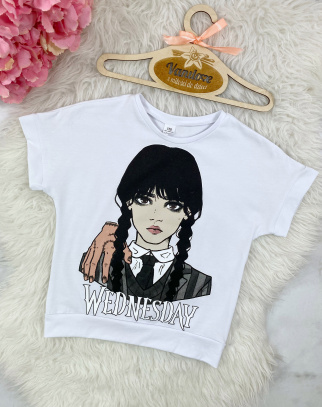 Bluzka/T-shirt dla Dziewczynki Wednesday CROP White