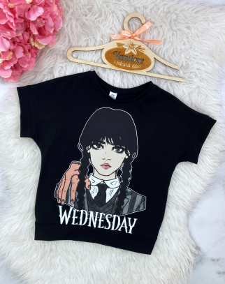Bluzka/T-shirt dla Dziewczynki Wednesday CROP Black