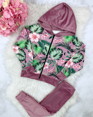 Komplet welurowy dla dziewczynki Havana Pink