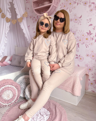 Komplet dla dziewczynki Heart Mama&Córka BEIGE