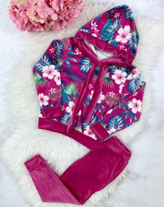 Komplet welurowy dla dziewczynki Havana  All Fuchsia
