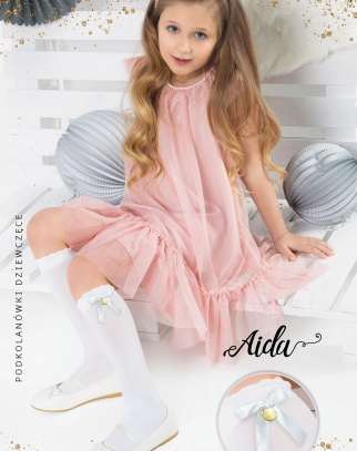 Podkolanówki Aida White Mikrofibra 3D