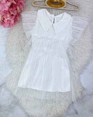 Sukienka Tiulowa dla Dziewczynki Wednesday WHITE
