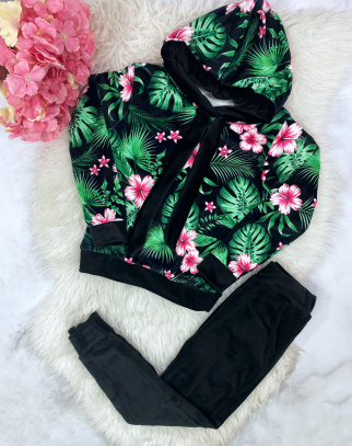 Komplet welurowy dla dziewczynki Havana Black Green