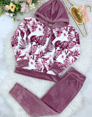 Komplet welurowy dla dziewczynki Havana Pink