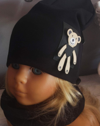 Czapka + Komin Bear Black&Beige