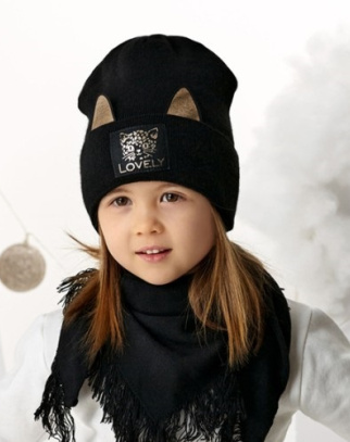 Czapka + chustka dla dziewczynki Kitty czarny