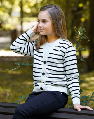 Sweterek Pasy dla dziewczynki White