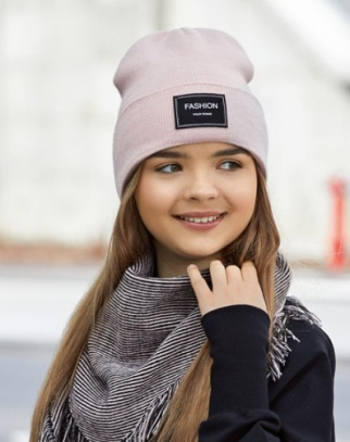 Czapka + chustka dla dziewczynki Fashion różowy