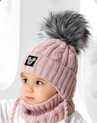 Komplet czapka + golf Baby M Puder