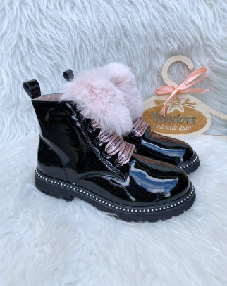 Botki Ocieplane dla Dziewczynki Glow Black&Pink