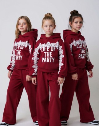 Komplet bluza i spodnie Life of the Party Bordowy