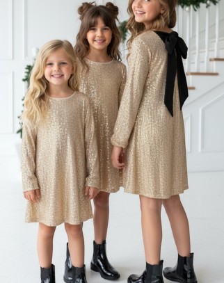 Sukienka dla dziewczynki Kokardka Złota