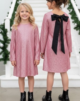 Sukienka dla dziewczynki Kokardka Pudrowa