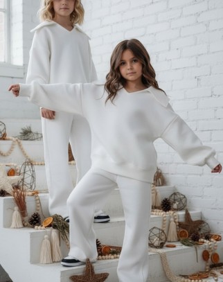 Komplet bluza i spodnie Kołnierz Śmietanka