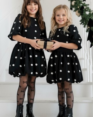 Sukienka dla dziewczynki Groszki Czarna