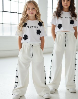 Spodnie dresowe Kokardki śmietanka