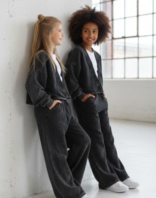 Komplet 3-częściowy Look Style bluza, t-shirt, spodnie,ciemny szary