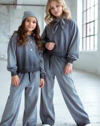 Komplet dla dziewczynki Basic Grey Cieniowany szary