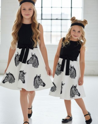Sukienka dla dziewczynki Zebra biało-czarna