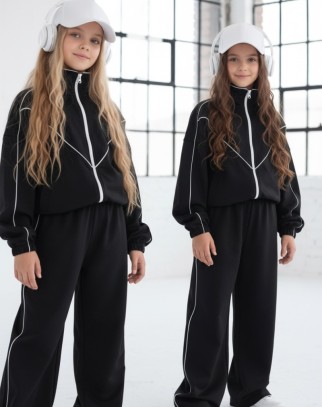 Komplet dla dziewczynki bluza rozpinana i spodnie Relax Airport Czarny