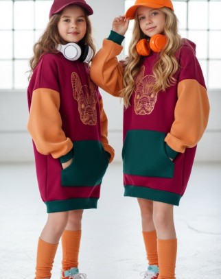 Długa ocieplana bluza i getry-ocieplacze Buldożek