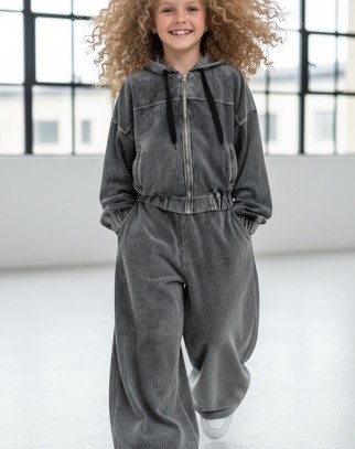 Komplet bluza i spodnie Welur Prążkowany 