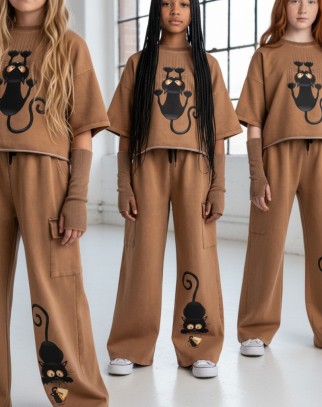 Komplet 3w1 Cat & Mouse bluzka, spodnie, mitenki