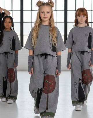 Komplet 3w1 Magic Cat bluzka, spodnie, mitenki