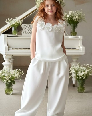 Komplet bluzka i spodnie Elwira Kwiaty 3D