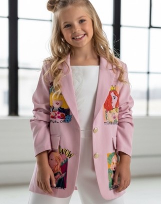 Marynarka dla dziewczynki Wow pudrowy różowy
