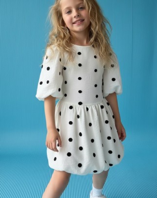 Sukienka dla dziewczynki Groszki Śmietanka Biała