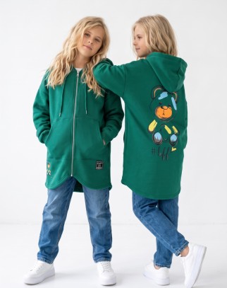 Długa Bluza Ocieplana Best Friend Forever Zielona