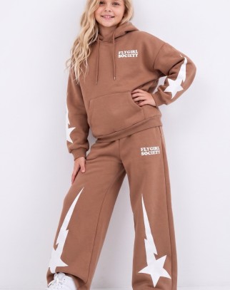 Komlplet bluza i spodnie Double Star jasny brąz
